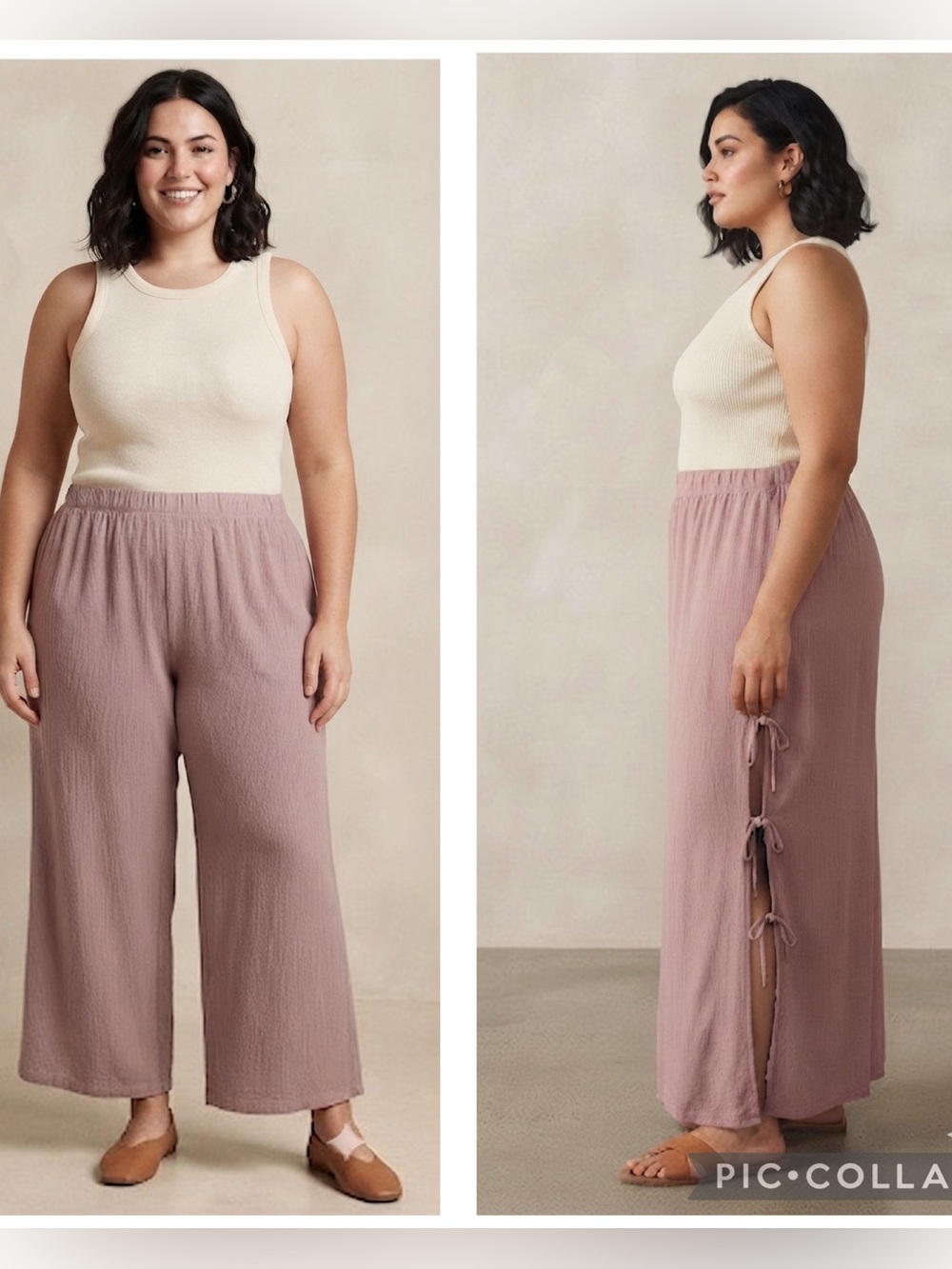 no comment Plus Beach to Boulevard Wide-Leg Pants with Side Ties